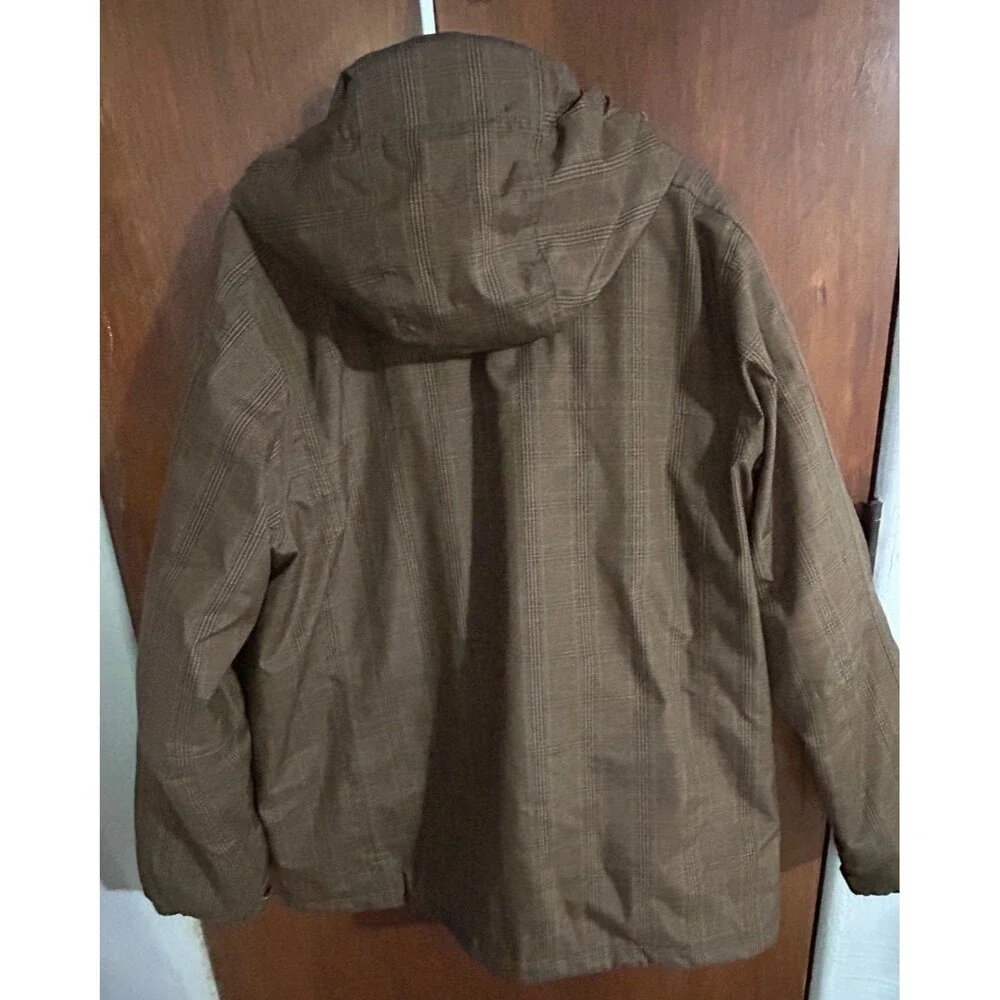 Lands' End Men's sz LT Brown Plaid Parka Jacket Coat - Picture 3 of 7